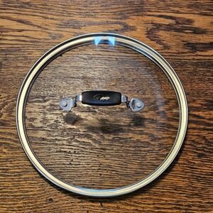 Emeril Lagasse Tempered Glass Replacement 9" Lid Stainless Steel Rim Black Hndle